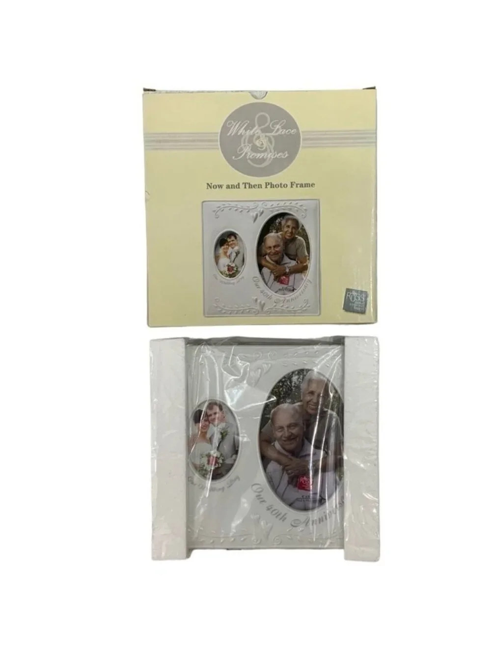 Photo Frame 40Th Anniversary Porcelain Holds 2 Photos Now and Then Keepsake Gift